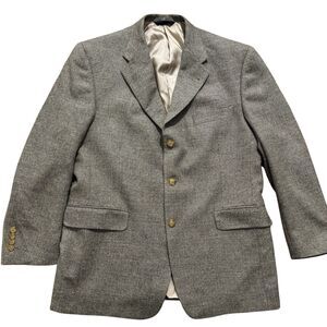 Burberry London Men’s Sz 40 Tweed Wool Herringbone Blazer Jacket READ